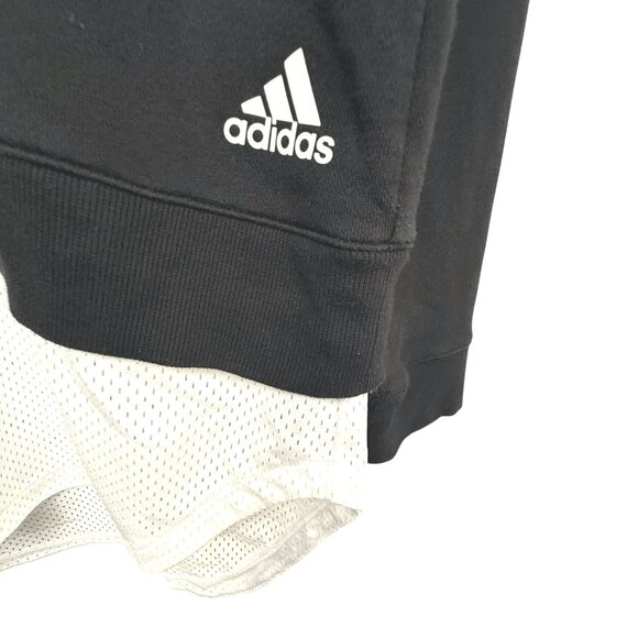 ADIDAS Layered Look Pullover Large Black White French Terry Jersey Tunic Womens - Picture 5 of 9